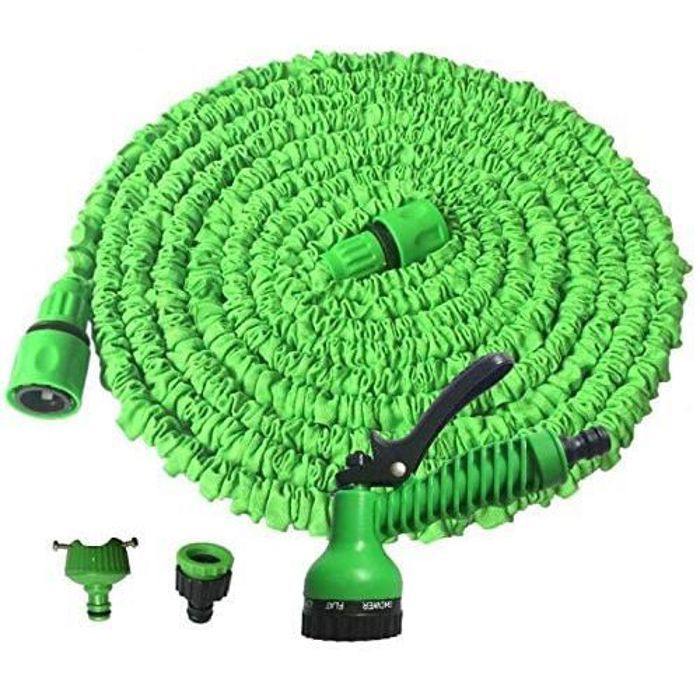 Tuyau d'Arrosage Flexible - GENERIC - Extensible 15m - Couleur Verte - Idéal pour Jardinage - Nettoyage