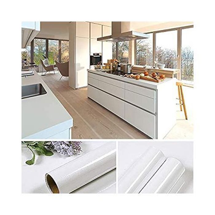 Papier Adhesif pour Meuble Blanc Autocollant