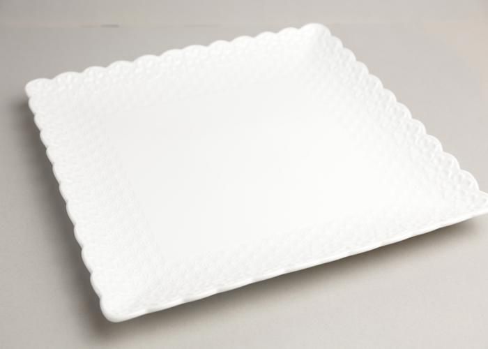 Assiette - GENERIC - Assiette carrée - Porcelaine blanche - 35x35 cm - Compatible lave-vaisselle