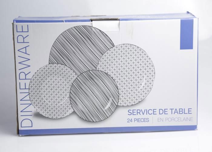 Ensemble dîner rond - DS - 24 pièces - Porcelaine - Élégance - Durable - Motif Aléatoire