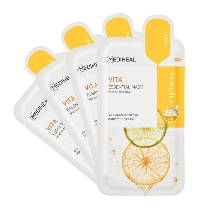Mediheal Best Korean Sheet Mask - Vita Essential Face Mask - Smoothing Tightening Toning up Brightening
