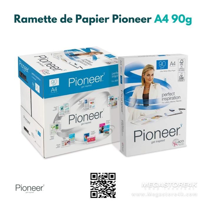 Ramette de Papier Pioneer A4 90g - 500 Feuilles - Papier Laser Blanc Premium pour Imprimantes et Photocopieurs