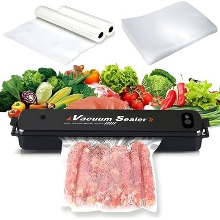 Machine de Scellage Sous Vide - Vacuum - Noir - Économie d'Espace - Fonctionnement Automatique - 10 Sacs Inclus