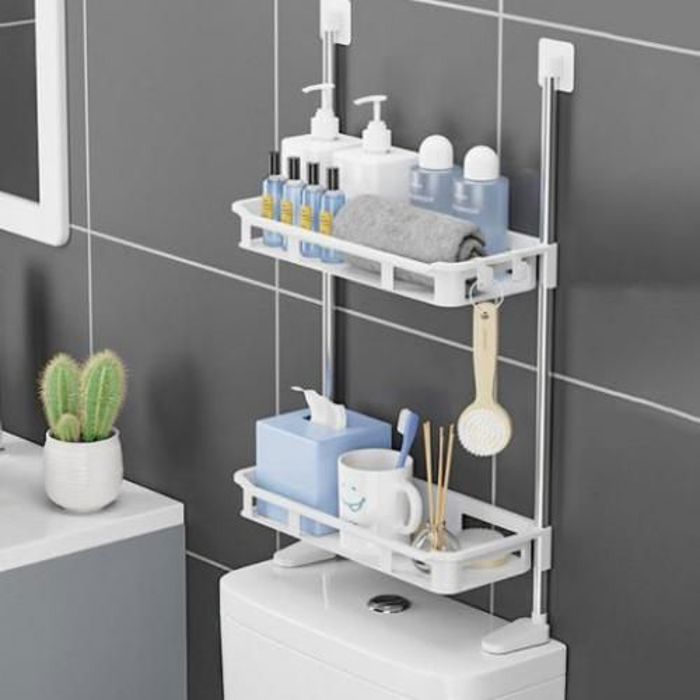 Organisateur Étagère de salle de bain - 2 niveaux - Matériaux robustes - Montage facile - Design contemporain