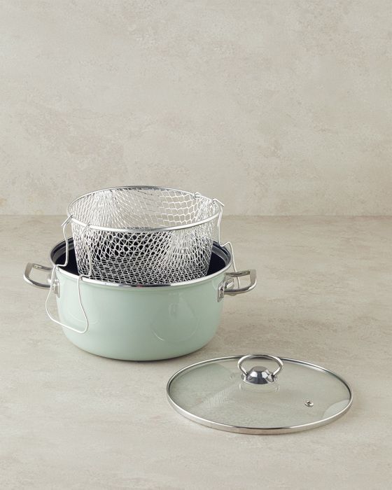 Casserole À Friture - Sartagi - 22 cm - Émaillé - Anti-adhésif - Menthe à l'eau