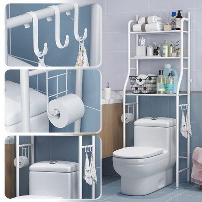 Étagère de rangement à 3 niveaux sur les toilettes pour salle de bain,organisateur de rangement
