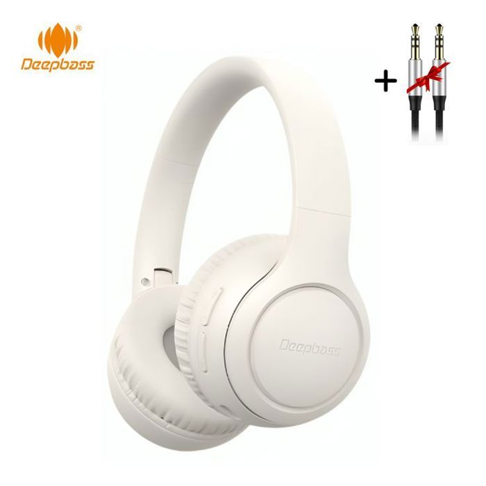 Casque R12 Deep Bass - Beige avec Câble AUX Inclus