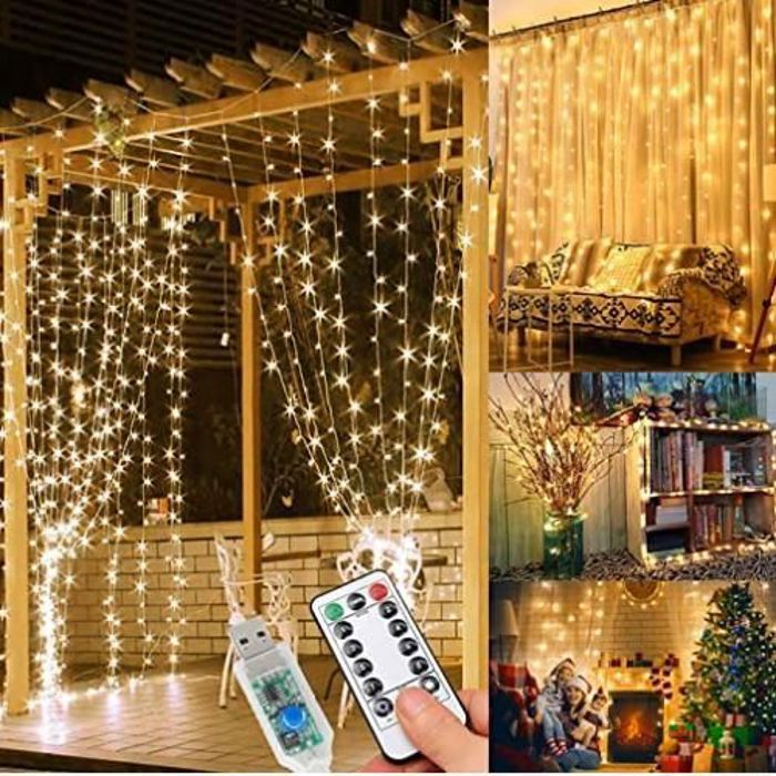 Guirlande Lumineuse - MARQUE - 300 LED - 8 Modes - USB - Télécommande - 3x3m