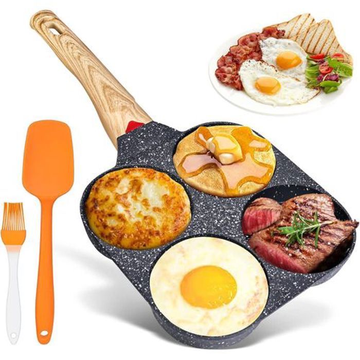 Poêle Pancakes à 4 Moules: Antiadhésive, pour Hamburger Oeuf Frit Crepe