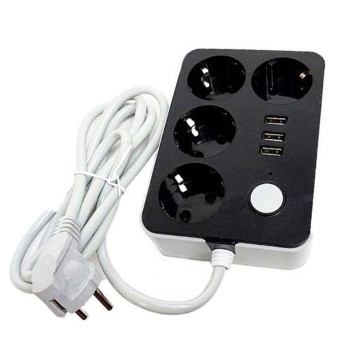 Rallonge électrique - MultiPrise - 4 Prises + 3 USB 2.4A - 1.80 mètre - Bouton On-Off - Intérieur