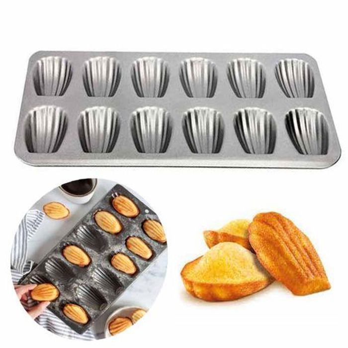 Moule à Madeleines anti-adhésif, Cuisson optimale de la pâte - Plaque à 12 madeleines, Couleurs aléatoires