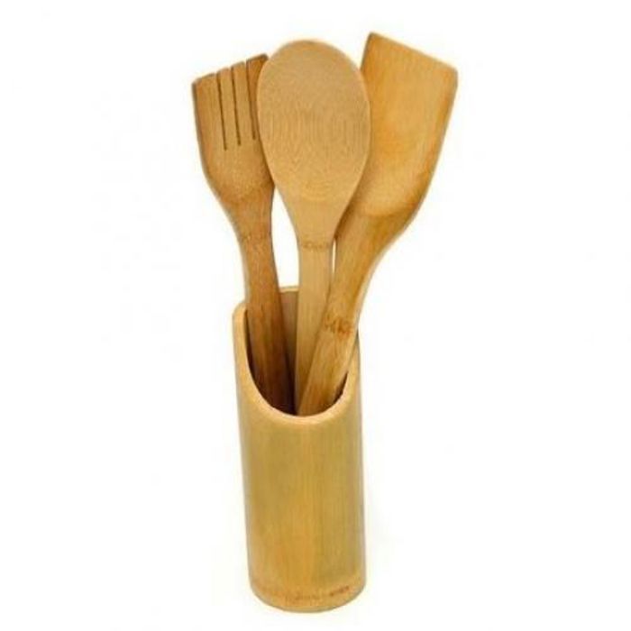 Spatules en bois  Set de Trois 3  Spatules Cuillères  en Bois + Support