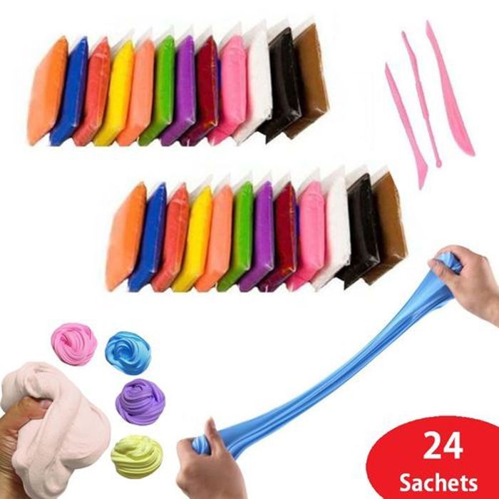 Slim & pâte à modeler légère antistress sèche à l'air 24 sachets