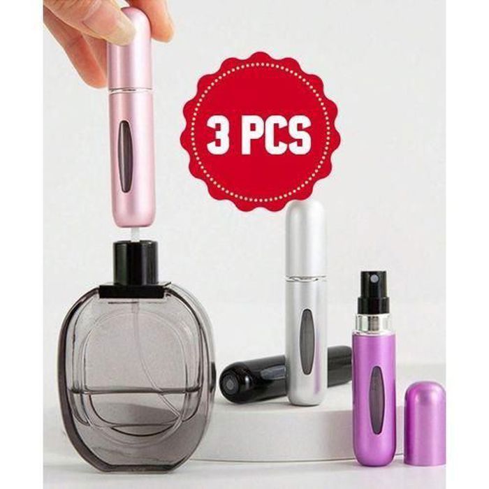 3 Pcs Mini flacon pulvérisateur de parfum rechargeable en aluminium de 5 ml