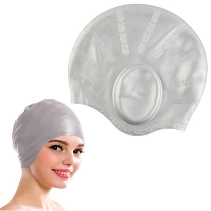 Bonnet de natation - Lahtak - 3D - Silicone étanche - Protection des oreilles - Couleur aliatoire