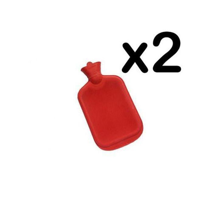 2 Sacs d'eau chaude en silicone Rouge 2 Litres, couleur aléatoire