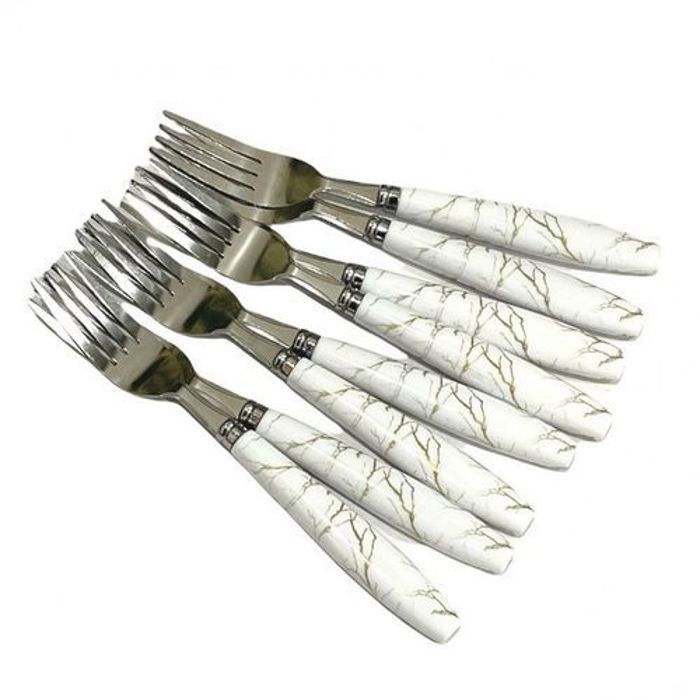 Fourchettes de table - Belles - Acier inoxydable - Ensemble de 6 - Design élégant - Manche en polypropylène