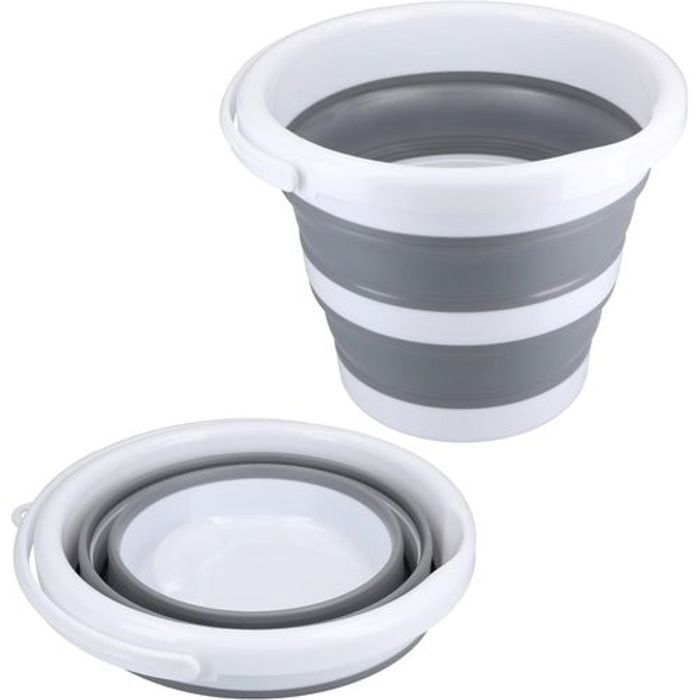 Seau pliable - Robuste - 5 Litres - Compact - Poignée de transport - Idéal camping