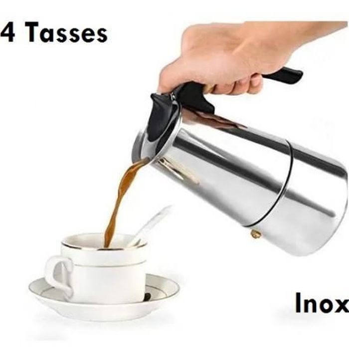 Cafetière Inox 4 tasses Machine manuelle préparation café