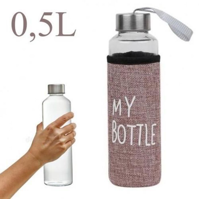 Bouteille d’Eau en Verre avec Housse Protectrice Bouteille en Verre : 500 ml