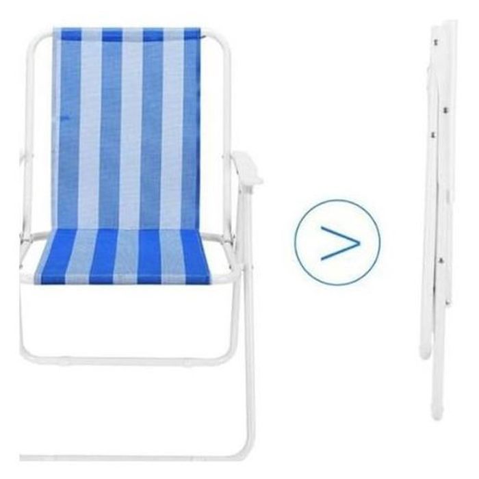 Chaise Pliante Portable en Toile et Métal – Légère et Facile à Transporter (Design et Couleur Aléatoire)