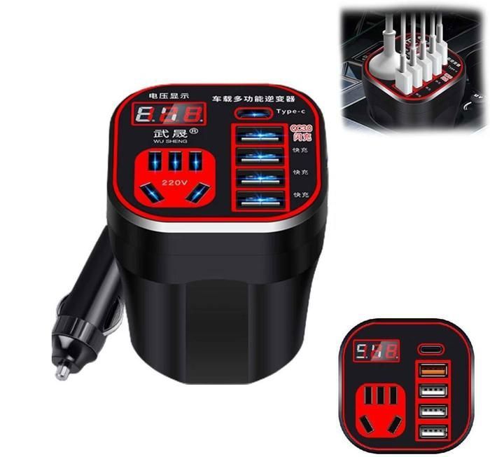 Onduleur de voiture USB 3.0, port de charge, 12V, 24V, DC1, 10V-220V, multifonction, chargeur rapide, prise, é