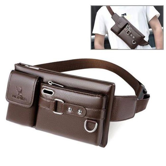 Sac Bandoulière en Cuir,Sac à ceinture,pochette de ceinture pour argent pour homme et femme,Sacoche de Poitrine Imperméable Antivol