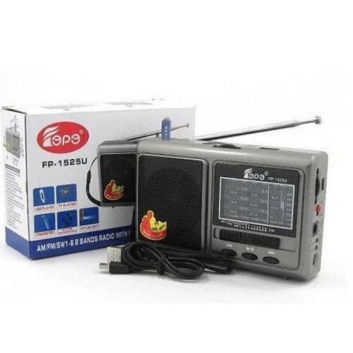 Radio mondiale rechargeable - FEPE - FP-1525U - 8 bandes - USB - MP3 - Torche LED