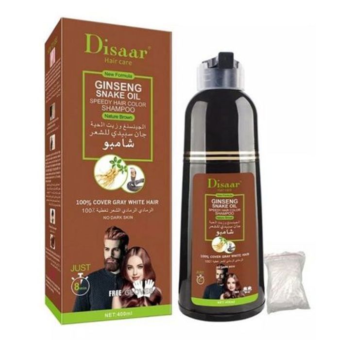 Disaar Shampooing Colorant Marron au Ginseng et l'huile de serpent 400 ml