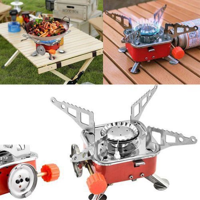 Réchaud à gaz de camping - FLAMME BLEUE - Portable - Léger - Idéal pour pique-nique - Durable