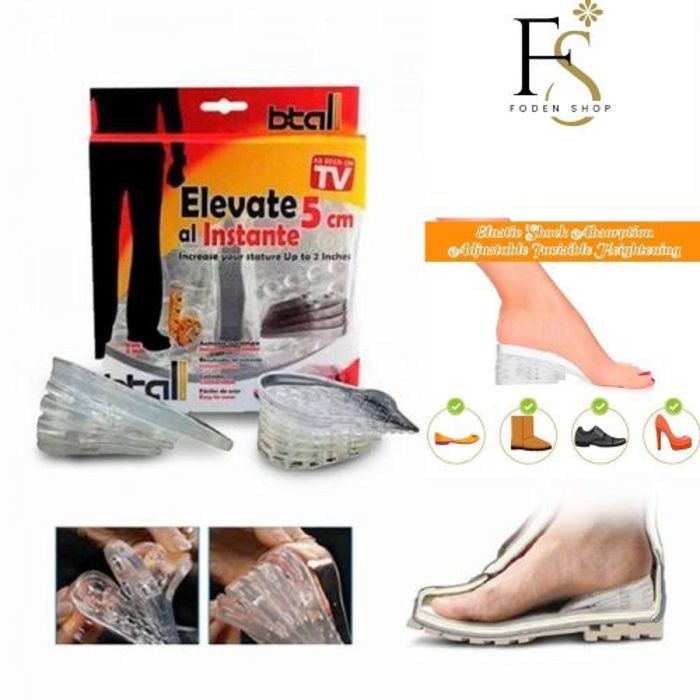Semelle de chaussure Talonnettes Grandissantes Jusqu’à 5 Cm En Gel Silicone pour Homme et Femme