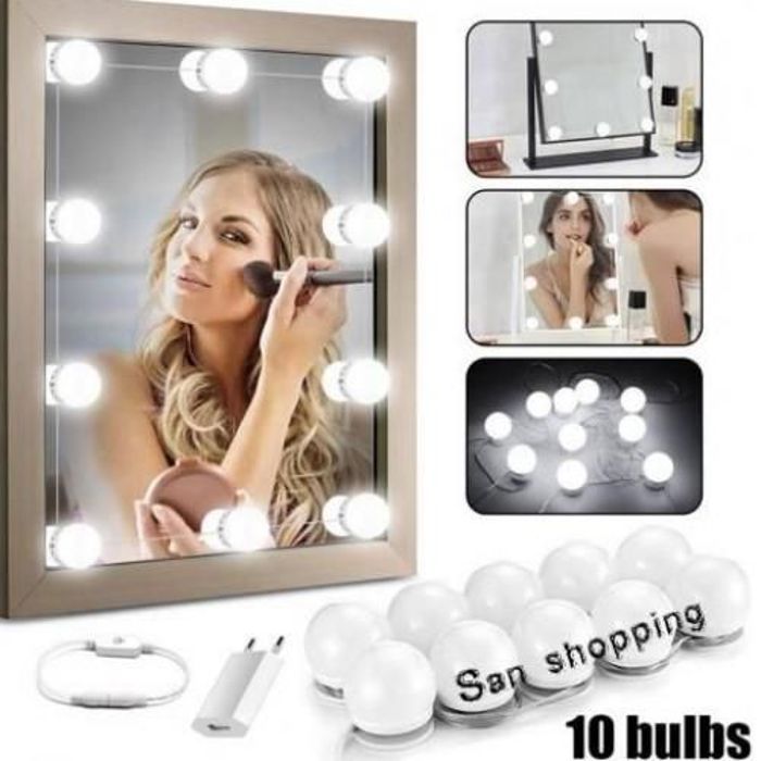 Vanity Lampe De Miroir LED Style Hollywood 10 Ampoules