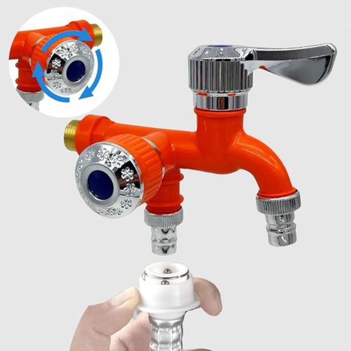 Robinet multifonctionnel - Antigel - Double sortie - Haute qualité - Extérieur - Jardin