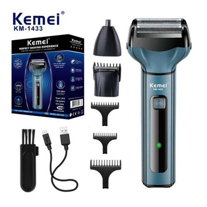Kemei Rasoir électrique 3 en 1 puissant visage corps tondeuse barbe Machine à raser rasoir nez oreille