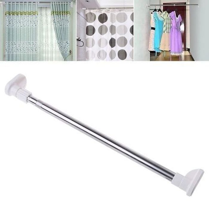 Tringle à rideau - Inox - 2 mètres - Installation sans perçage - Antidérapant - Durable