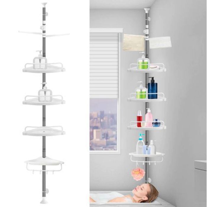 Étagère de salle de bain - Non spécifié - 4 niveaux - Réglable - Acier - Antidérapante