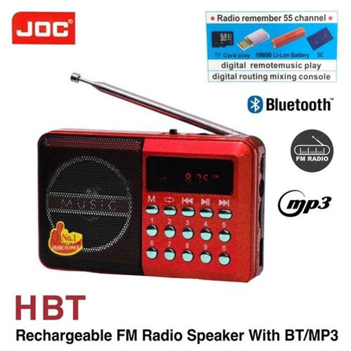 Joc Radio FM numérique rechargeable Bluetooth/ Haut-parleur Bluetooth lecteur de musique/ Mini Radio numérique portable Bluetooth