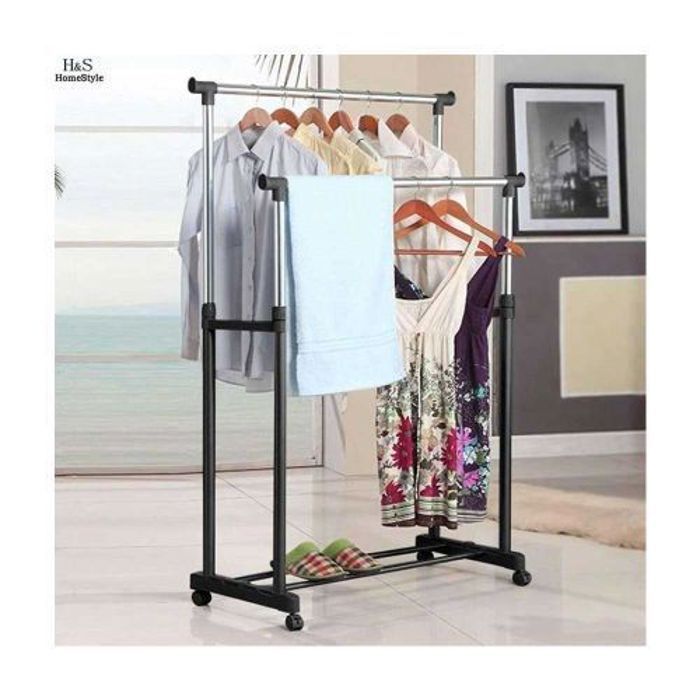 Penderie à Vêtements - Non spécifié - Mobile Télescopique - Métal - Ajustable - Double pôles