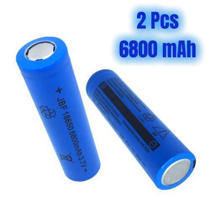 2 batteries 3.7V 18650 Li-ion rechargeables 6800 mAh