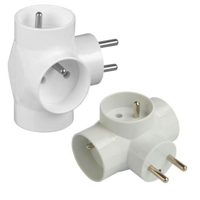 Répartiteur 3 prises - Non spécifié - 16A 250V - Couleur blanche - Prises de terre rondes - Bloc compact