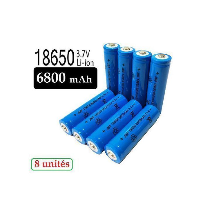 8 batteries 3.7V 18650 Li-ion rechargeables 6800 mAh / Sans emballage
