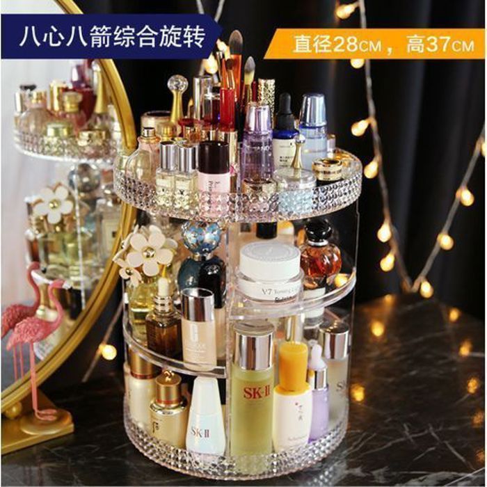 Organisateur rangement cosmétique rotative transparent 360°,Coffret Maquillage