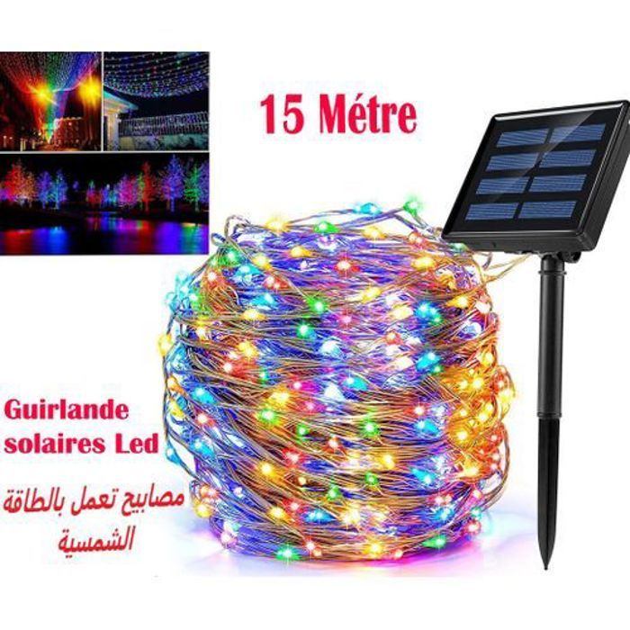 Guirlande lumineuse - LED - Solaire - Imperméable - Fil de cuivre - 8 modes clignotants