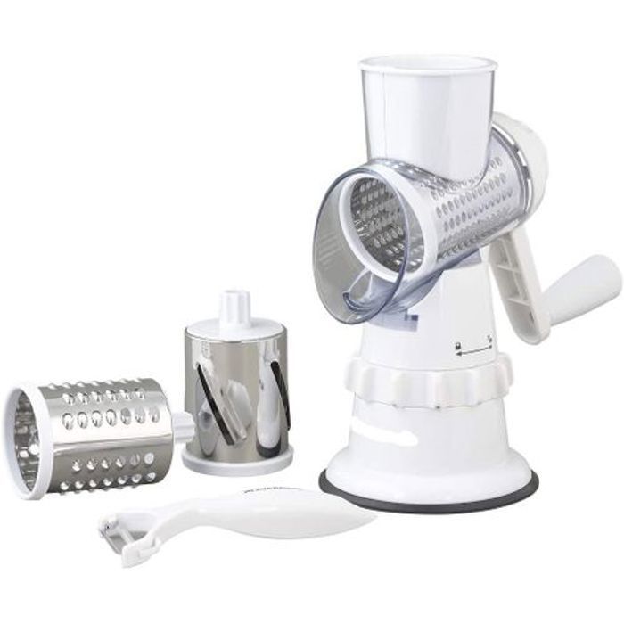 Slicer Trancheuse Multifonction Manuelle avec 3 lames en Acier Inoxydable –Blanc