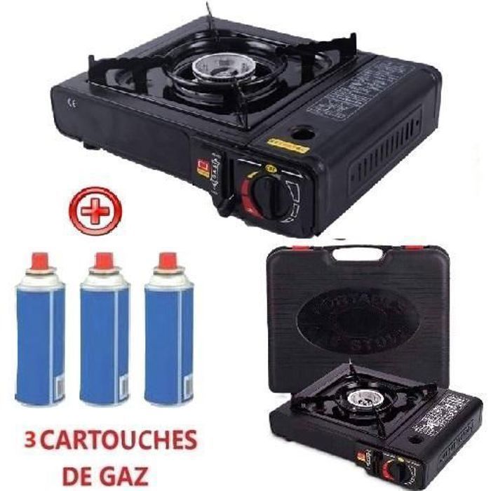 Réchaud de camping portatif, Mini Réchaud portatif + 3 CARTOUCHES GRATUIT
