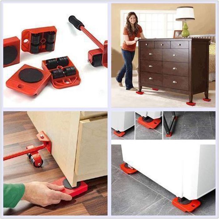 Élévateur meuble lourd - Kit de déplacement - 150kg - Roulettes robustes - Levier ergonomique - Sécurisé
