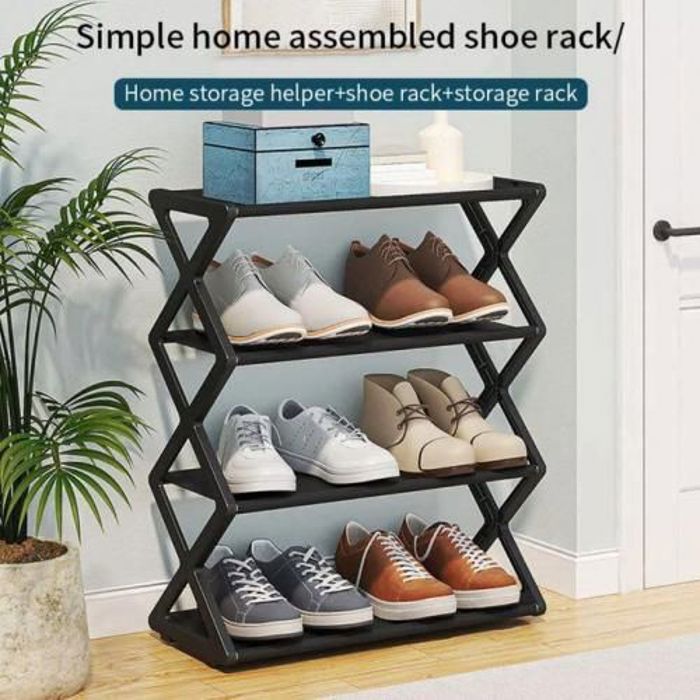 Étagère à chaussures - Armoires à chaussures - Design en Z - Capacité 15 paires - Métal et tissu non tissé