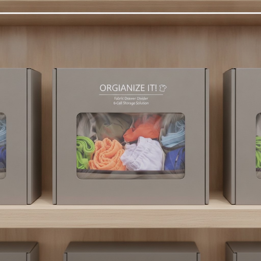 Boîte de rangement - Non spécifié - 8 cellules - Pliable - Portable - Pour sous-vêtements et chaussettes - Marjane Mall - Image 3