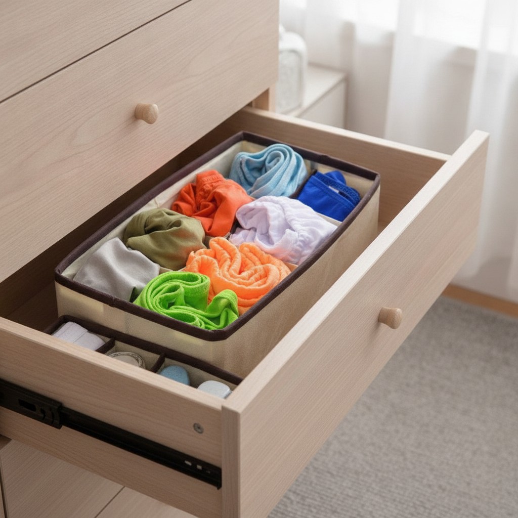Boîte de rangement - Non spécifié - 8 cellules - Pliable - Portable - Pour sous-vêtements et chaussettes - Marjane Mall - Image 4