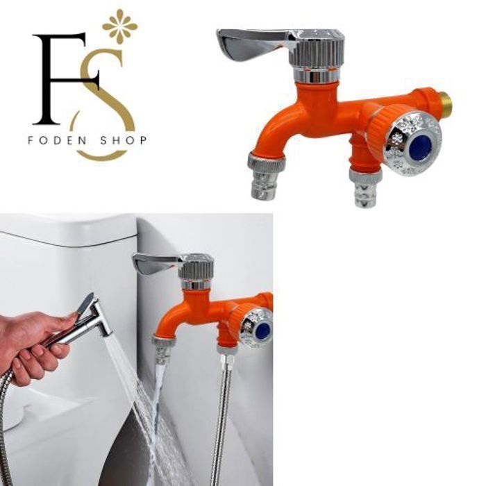 Robinet d'eau avec double sortie pour Machine à laver et tâches ménagères,robinet d'eau bidirectionnel pour lavabo